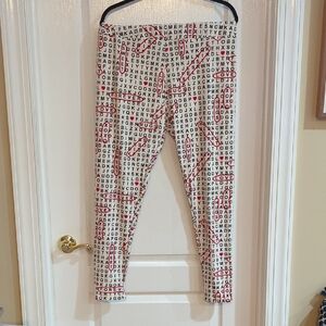 NEW TC2  LuLaRoe Crossword Print Leggings - Red, Black, White